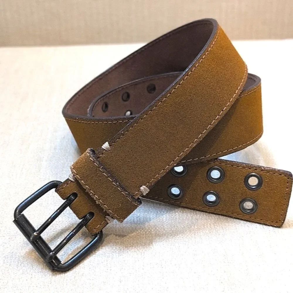 Linea Pelle Double Prong Suede Leather Belt Size M
